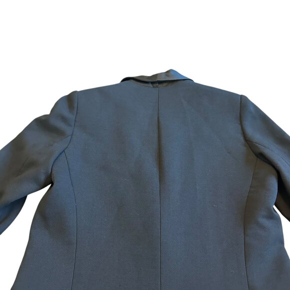 Smythe Black Wool Blend Silk Lapel Blazer Jacket 3/4 Sleeve Ruched Size 6 Womens - Picture 7 of 11